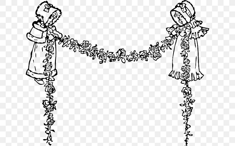 Garland Coloring Book Clip Art, PNG, 640x511px, Garland, Area, Art, Black And White, Body Jewelry Download Free