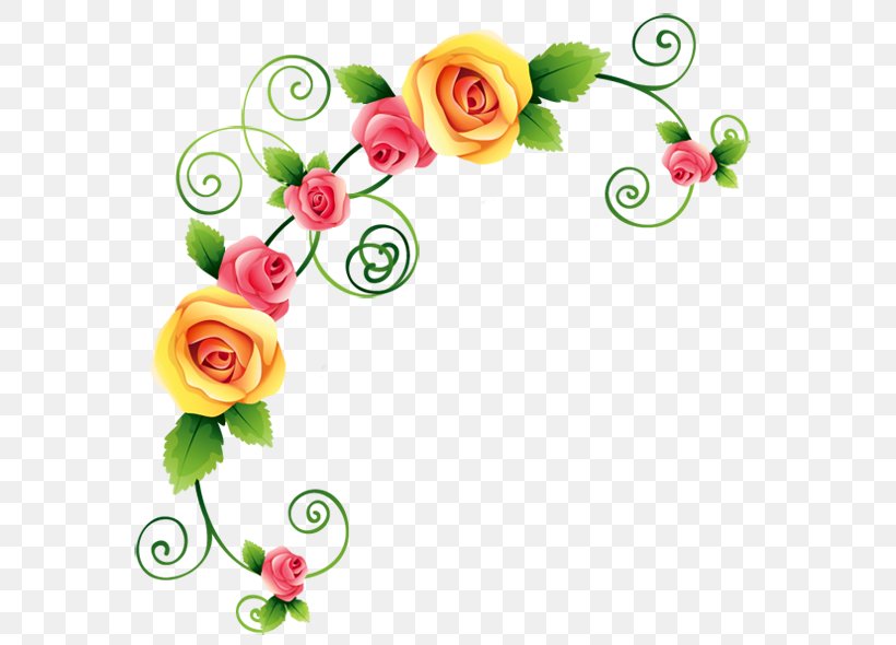 Flower Decorative Corners Garden Roses Drawing Clip Art, PNG, 600x590px, Flower, Art, Artificial Flower, Cut Flowers, Data Compression Download Free