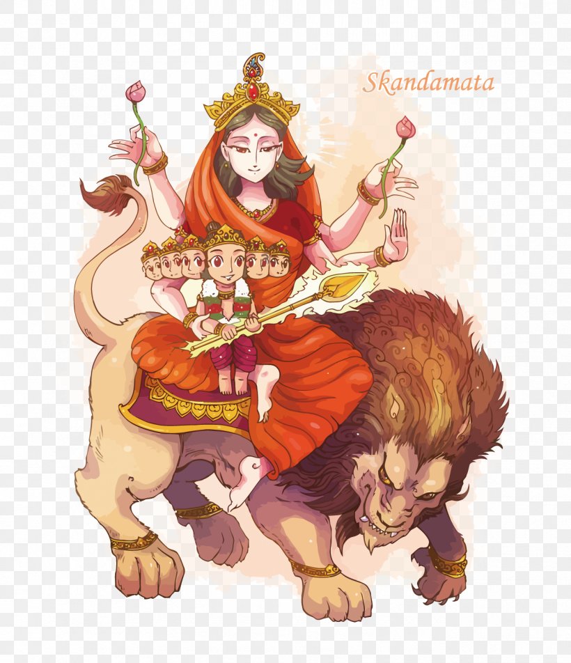Parvati Skandamata Kali Navaratri Kartikeya, PNG, 1291x1500px, Navaratri, Art, Carnivoran, Cartoon, Cat Like Mammal Download Free
