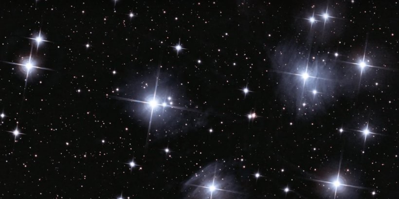 Pleiades Galaxy Star Cluster Sky Astronomy, PNG, 2000x999px, Pleiades, Andromeda Galaxy, Astronomical Object, Astronomy, Atmosphere Download Free