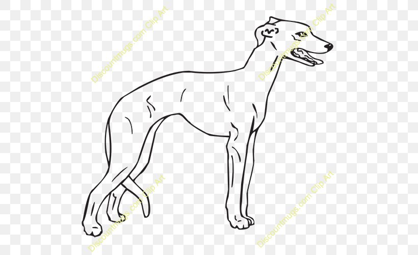 Whippet Italian Greyhound Spanish Greyhound Sloughi Dog Breed, PNG, 500x500px, Whippet, Artwork, Black, Black And White, Breed Download Free