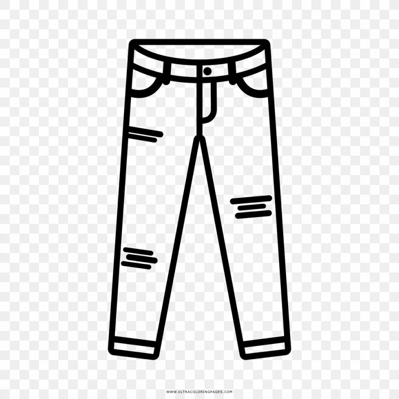 Drawing Jeans Pants Coloring Book Sleeve, PNG, 1000x1000px, Drawing, Active Pants, Area, Black, Black And White Download Free