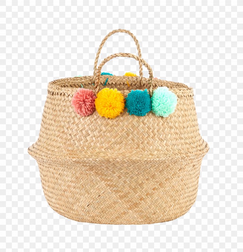 Basket Olli Ella Wicker Teal Pom-pom, PNG, 3232x3361px, Basket, Bicycle Baskets, Blue, Color, Coral Download Free