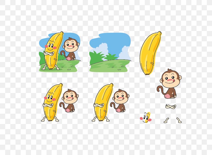 Banana Q-version Facial Expression, PNG, 600x600px, Banana, Advertising, Area, Auglis, Cartoon Download Free