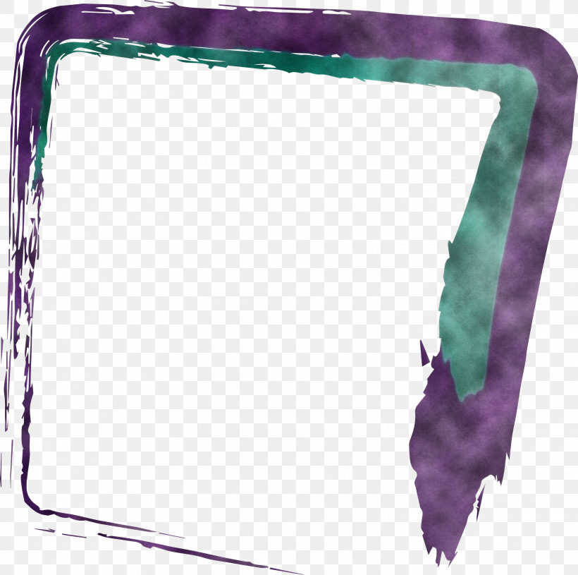 Purple Violet Teal Turquoise Rectangle, PNG, 3000x2983px, Brush Frame, Frame, Purple, Rectangle, Teal Download Free