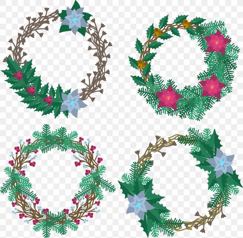 Christmas Tree Wreath Garland, PNG, 1309x1285px, Christmas Tree, Aquifoliaceae, Branch, Cartoon, Christmas Download Free