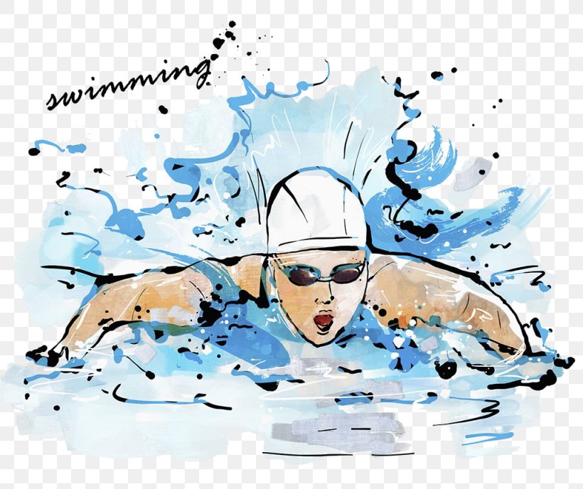 Drawing Swimming Hydrotherapy Illustration, PNG, 1024x860px, Drawing, Art, Cartoon, Eyewear, Fin Mecenate Download Free