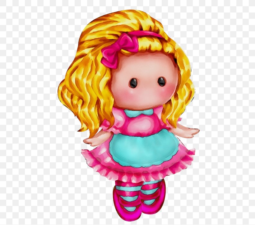 Cartoon Pink Doll Toy Fictional Character, PNG, 500x721px, Watercolor, Cartoon, Doll, Fictional Character, Paint Download Free