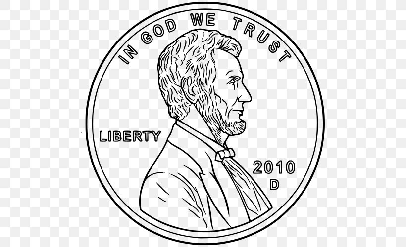 Penny Nickel United States Dollar United States Mint Drawing, PNG, 500x500px, Penny, Area, Art, Black And White, Coin Download Free