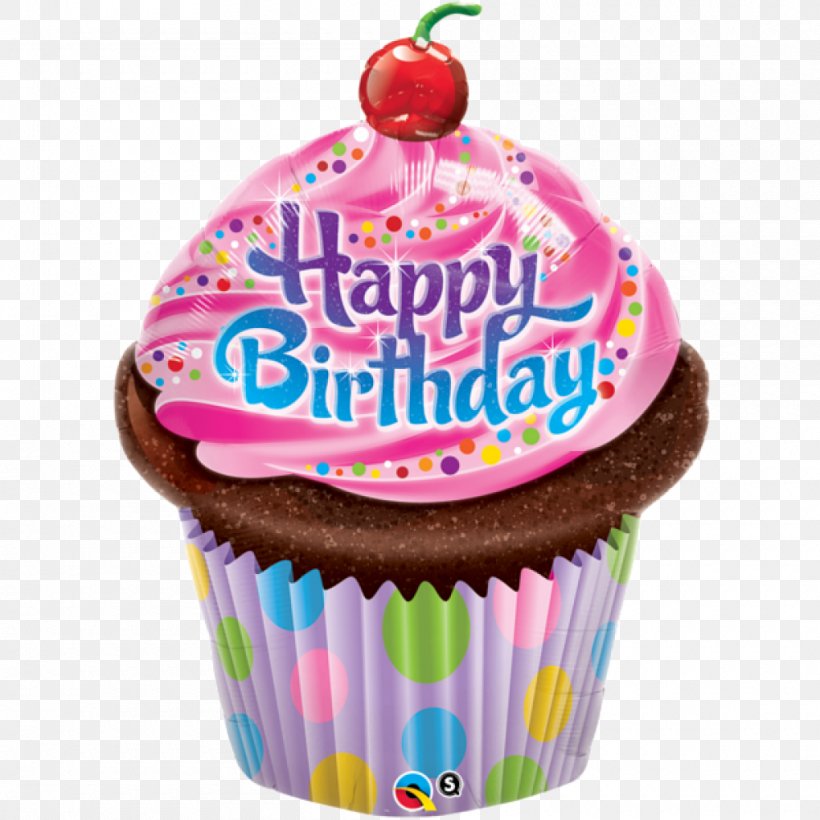 Cupcake Frosting & Icing Birthday Cake Mylar Balloon, PNG, 1000x1000px, Cupcake, Baking, Baking Cup, Balloon, Birthday Download Free