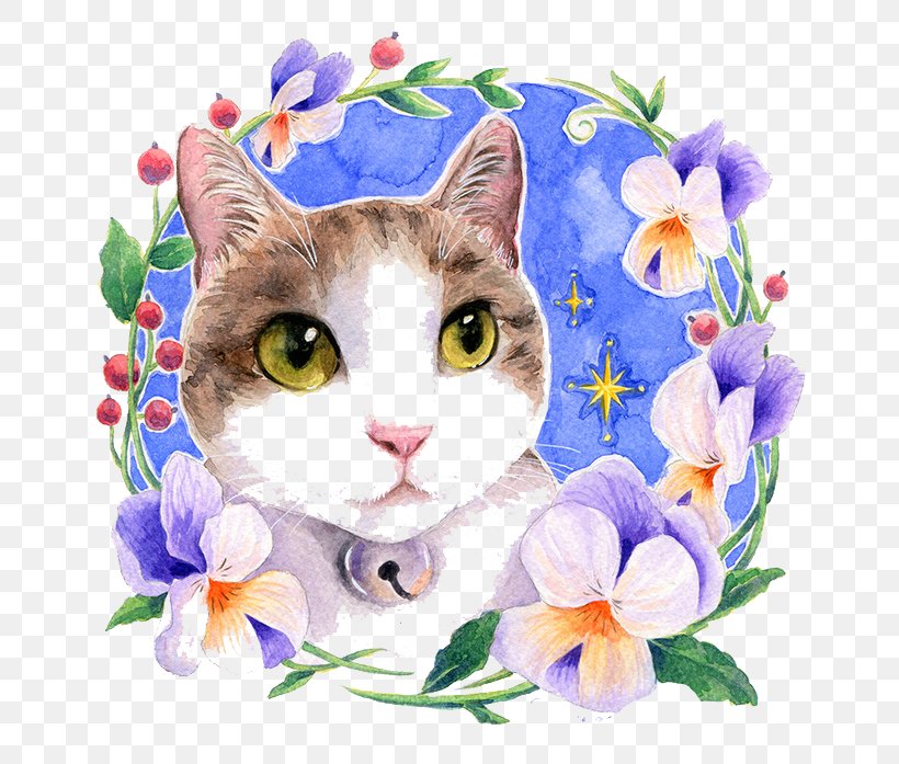 Watercolor: Flowers Cat Watercolour Flowers Watercolor Painting, PNG, 658x697px, Watercolor Flowers, Art, Carnivoran, Cartoon, Cat Download Free