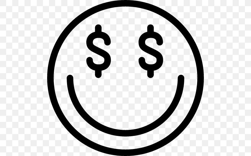 Emoticon Money Dollar Sign Finance, PNG, 512x512px, Emoticon, Area, Bank, Black And White, Currency Download Free
