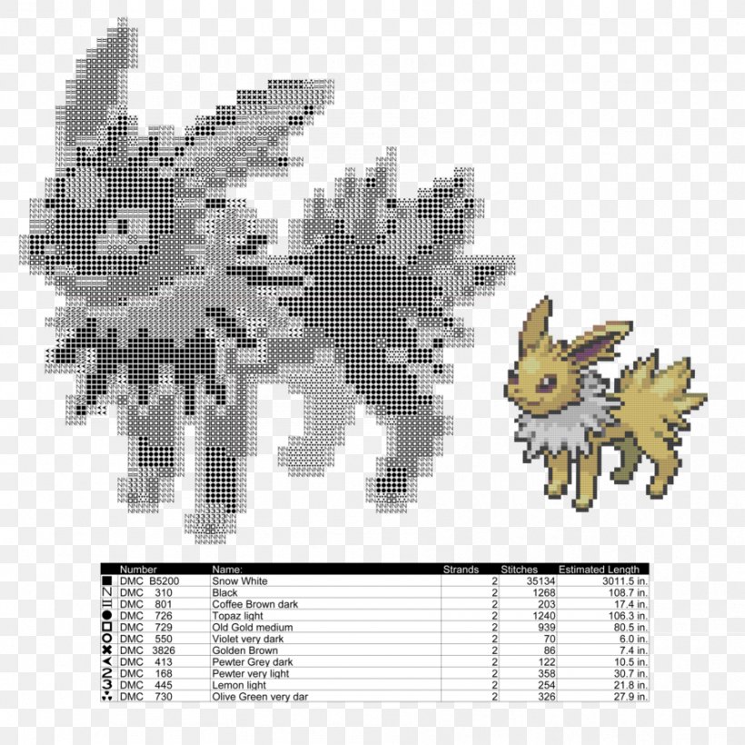 Cross-stitch Bead Jolteon Pattern, PNG, 894x894px, Stitch, Art, Bead, Beadwork, Carnivoran Download Free