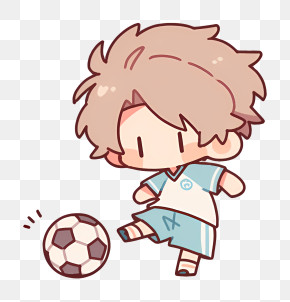 Chibi Boy Kicking Soccer Ball PNG