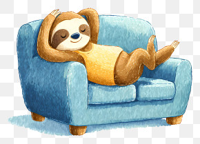 Relaxed Sloth On Sofa PNG