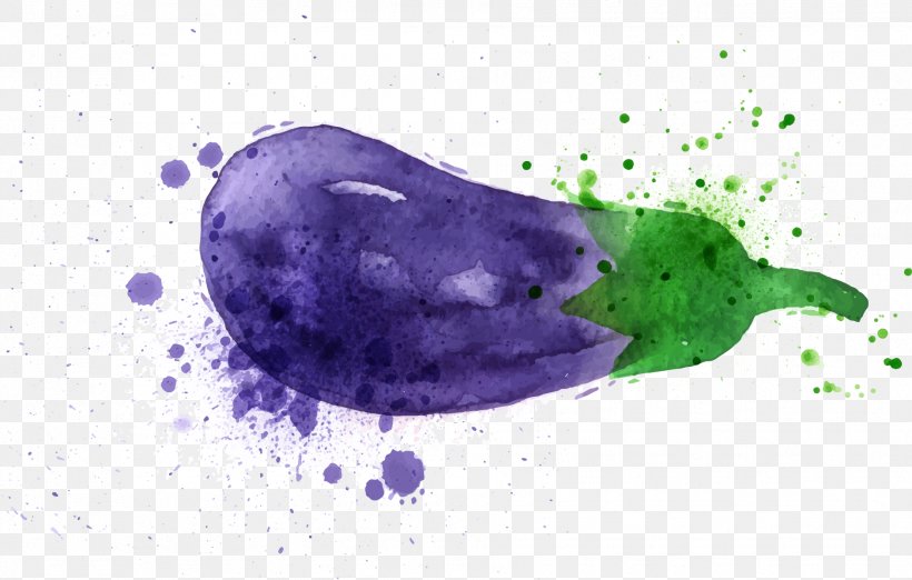 Watercolor Painting Eggplant Vegetable Illustration, PNG, 1882x1199px, Watercolor Painting, Dots Per Inch, Eggplant, Marine Mammal, Organism Download Free