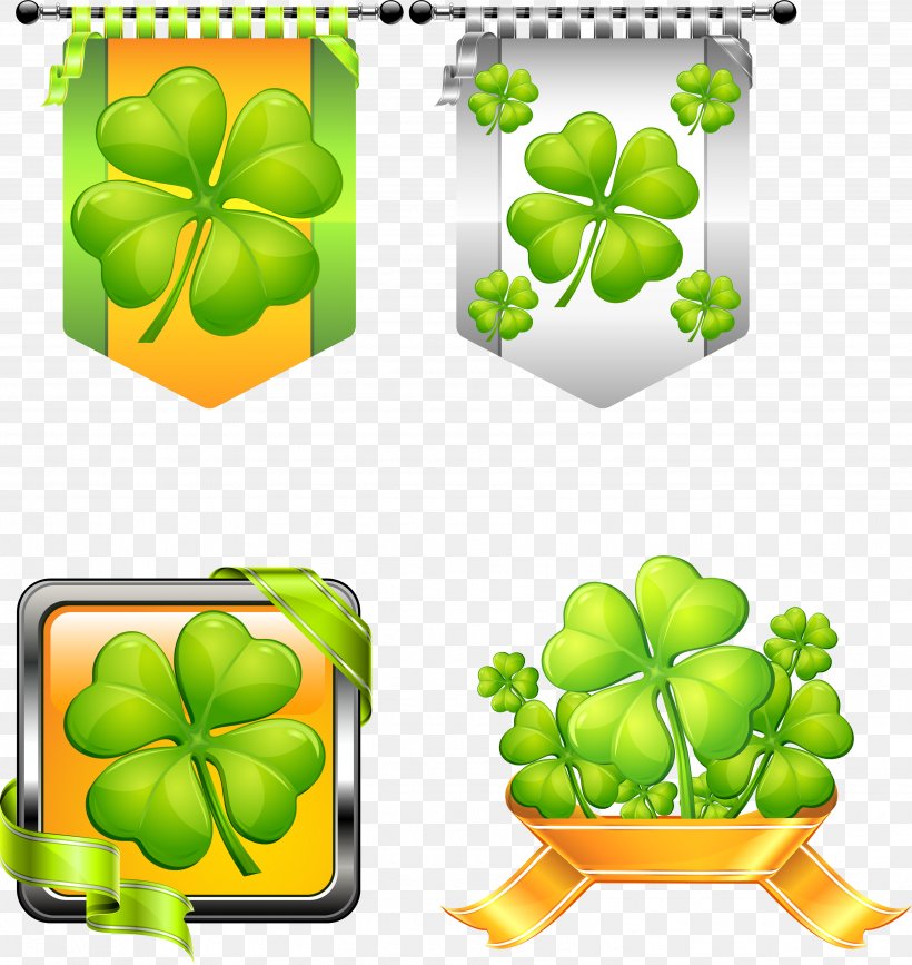 Four-leaf Clover Clip Art, PNG, 3629x3841px, Clover, Fourleaf Clover, Fruit, Green, Leaf Download Free