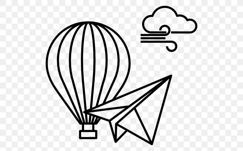 Airplane Paper Balloon, PNG, 512x512px, Airplane, Aerostat, Area, Balloon, Black Download Free