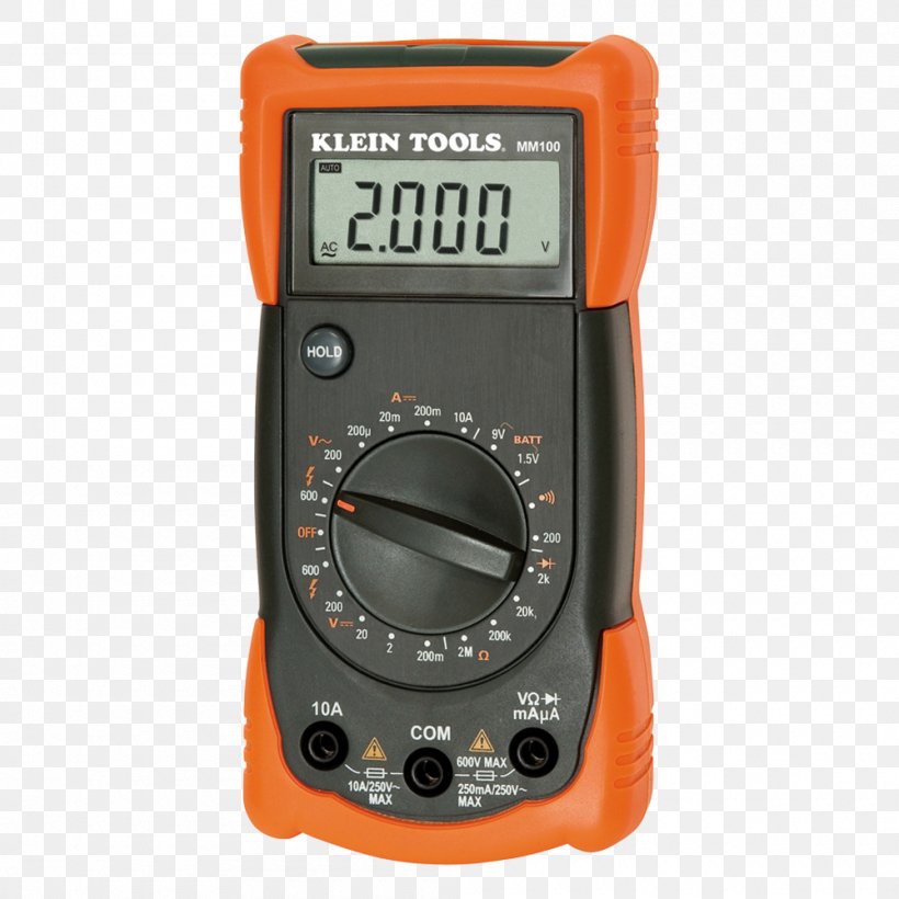 Digitalmultimeter Klein Tools Voltage Direct Current, PNG, 1000x1000px, Multimeter, Alternating Current, Current Clamp, Digitalmultimeter, Diode Download Free