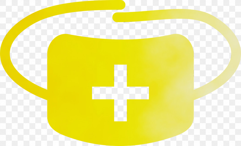 Yellow Cross Mug Line Symbol, PNG, 3000x1822px, Medical Mask, Cross, Line, Mug, Paint Download Free