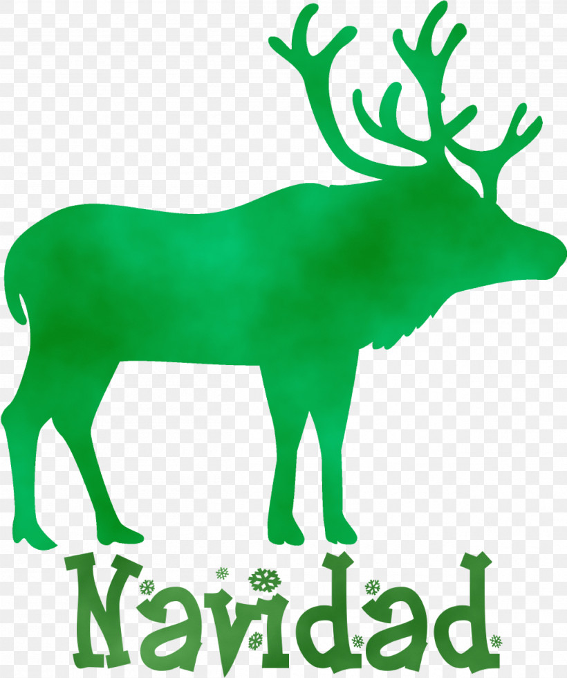 Reindeer, PNG, 2511x3000px, Navidad, Animal Figurine, Antler, Christmas, Green Download Free