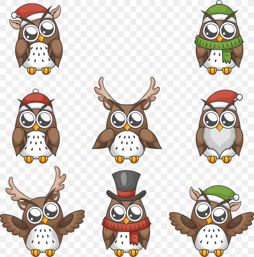 Owl Euclidean Vector Christmas, PNG, 1091x1104px, Owl, Barn Owl, Beak, Bird, Bird Of Prey Download Free