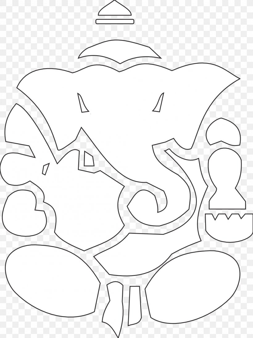 Ganesha Drawing Black And White Clip Art, PNG, 999x1332px, Watercolor, Cartoon, Flower, Frame, Heart Download Free
