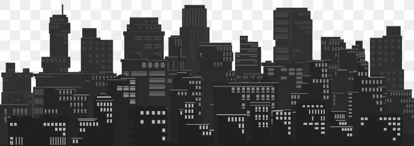 Skyline Cityscape Clip Art, PNG, 8000x2821px, Cityscape, Black And White, Blue, Building, City Download Free