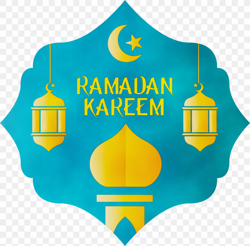 Turquoise Yellow Emblem Logo, PNG, 3000x2955px, Ramadan Mubarak, Emblem, Logo, Paint, Ramadan Kareem Download Free