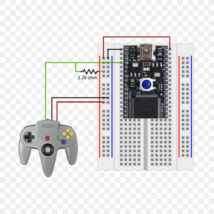 Microcontroller Nintendo 64 Controller Super Nintendo Entertainment System Game Controllers, PNG, 1000x1000px, Microcontroller, Arm Architecture, Circuit Component, Circuit Prototyping, Electronic Component Download Free