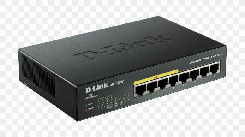 Network Switch Power Over Ethernet Gigabit Ethernet D-Link DGS 1008P Port, PNG, 1664x936px, Network Switch, Audio Receiver, Computer Monitors, Computer Network, Dlink Download Free