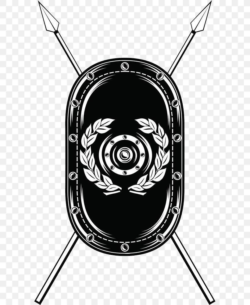 Spear Shield Sword Clip Art, PNG, 595x1000px, Scutum, Black And White, Centurion, Drawing, Gladius Download Free