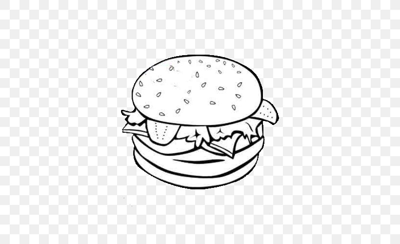 Hamburger Cheeseburger Fast Food French Fries Clip Art, PNG, 500x500px, Hamburger, Bacon, Black And White, Cheeseburger, Chicken Sandwich Download Free