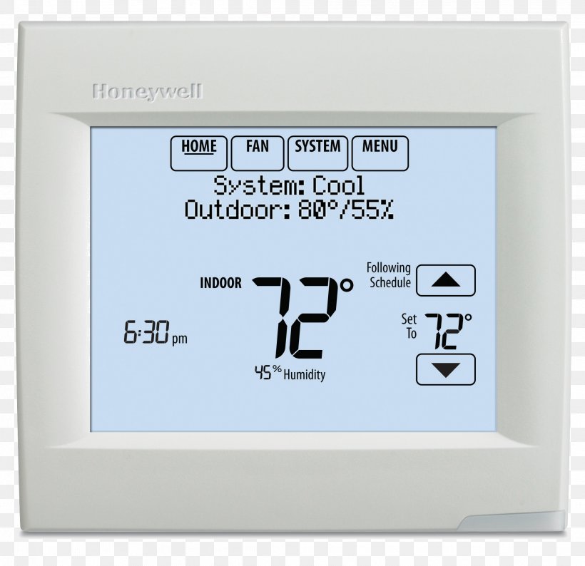 Honeywell VisionPro 8000 Programmable Thermostat Honeywell Wi-Fi VisionPRO, PNG, 2084x2020px, Honeywell, Electronics, Energy, Hardware, Heat Pump Download Free