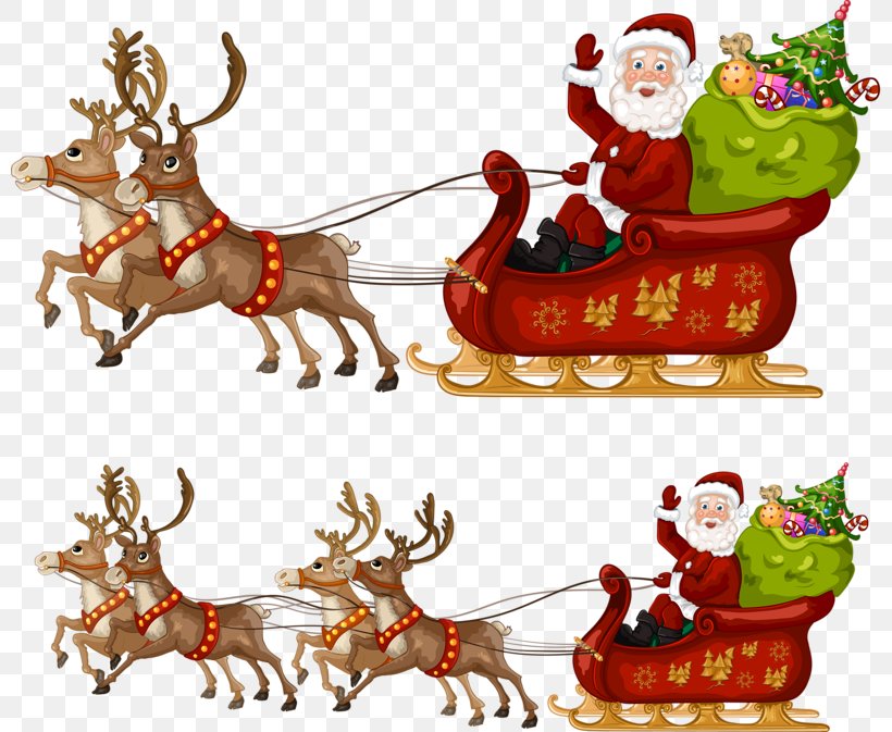 Santa Claus Reindeer Christmas Sled, PNG, 800x673px, Santa Claus, Christmas, Christmas Decoration, Christmas Ornament, Christmas Tree Download Free