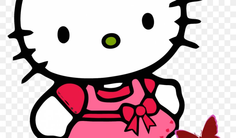 Hello Kitty Sanrio Art Clip Art, PNG, 1024x600px, Watercolor, Cartoon, Flower, Frame, Heart Download Free