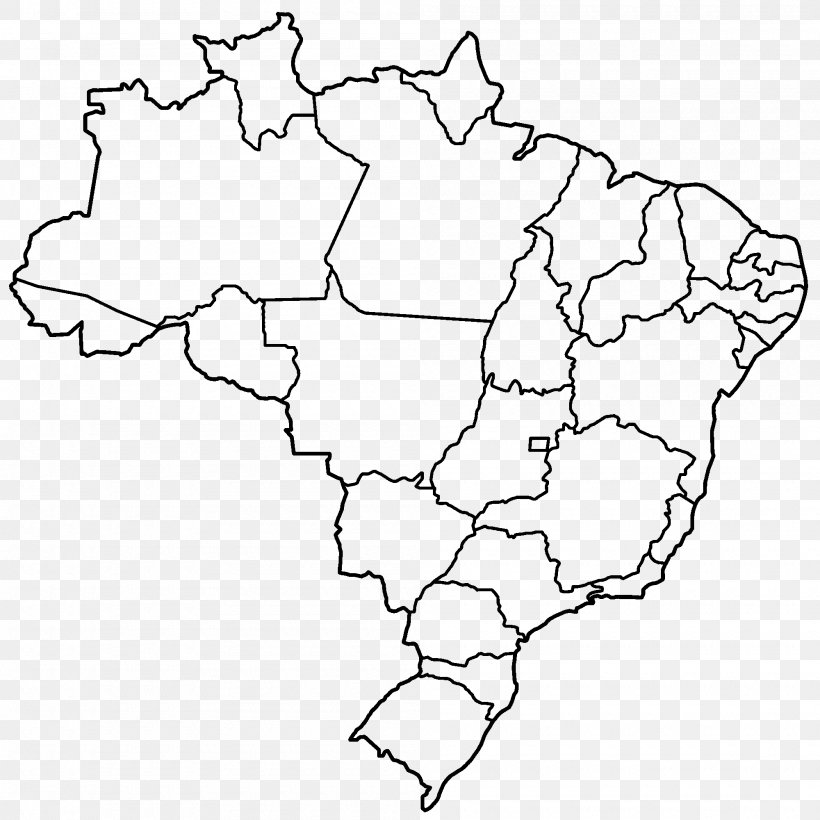 Flag Of Brazil Blank Map Vector Map, PNG, 2000x2000px, Brazil, Area, Black And White, Blank Map, Brasiliens Delstater Download Free
