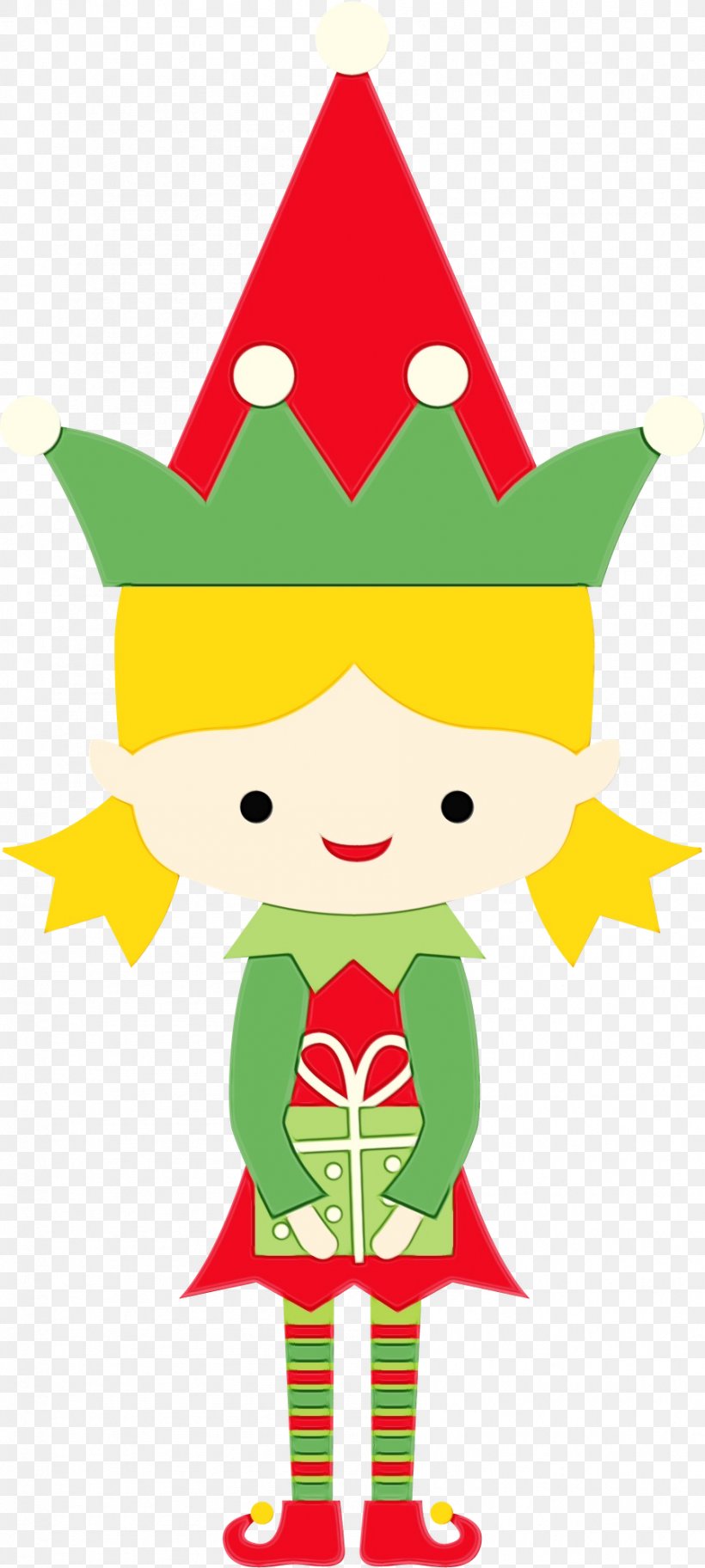 Christmas Elf, PNG, 899x2000px, Watercolor, Cartoon, Christmas Elf, Green, Paint Download Free
