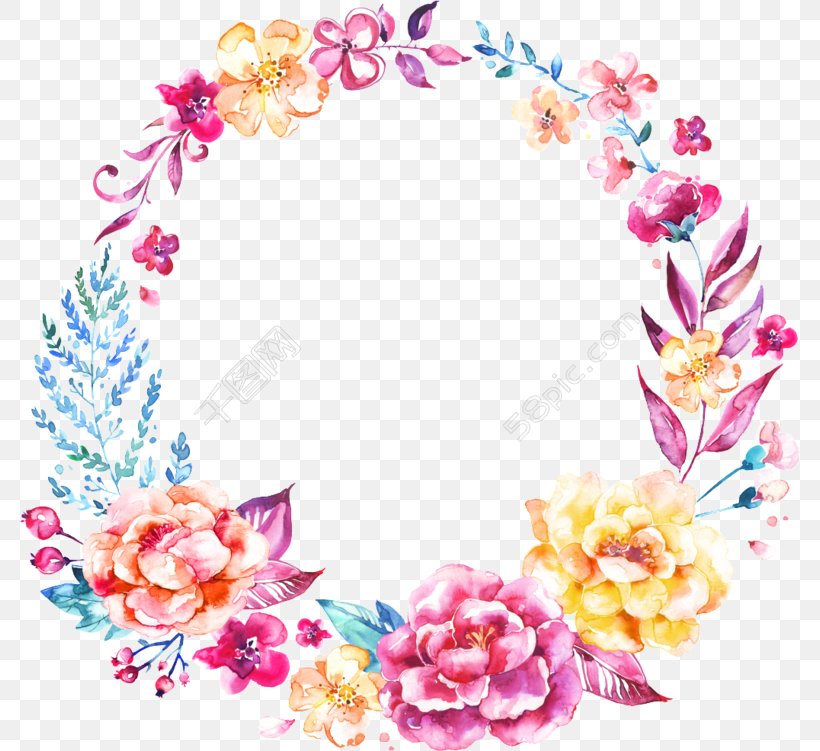Watercolour Flowers Floral Design Wreath Watercolor Painting, PNG, 780x751px, Watercolour Flowers, Art, Blossom, Branch, Cut Flowers Download Free