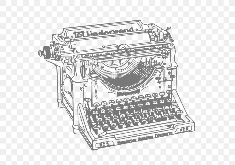 Paper Typewriter Office Supplies Clip Art, PNG, 575x575px, Paper, Black And White, Business, Drawing, Line Art Download Free
