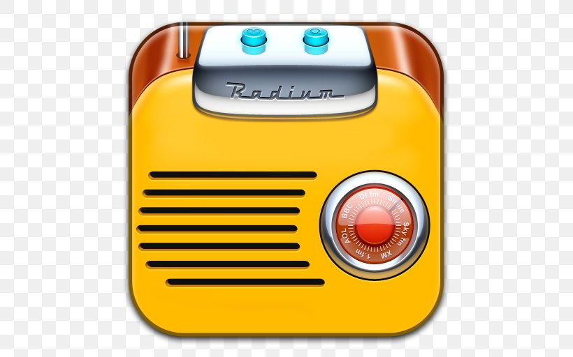 Yellow Orange Font, PNG, 512x512px, Radio, Broadcasting, Fm Broadcasting, Image File Formats, Internet Radio Download Free