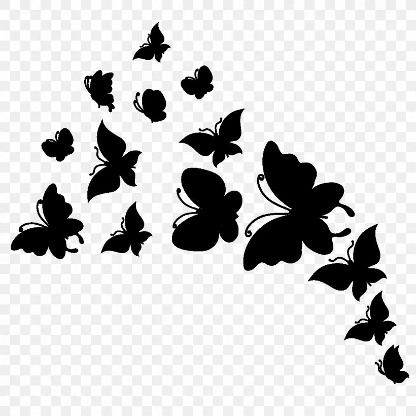 Font M. Butterfly Silhouette Black M, PNG, 1200x1200px, M Butterfly, Black M, Blackandwhite, Botany, Branch Download Free