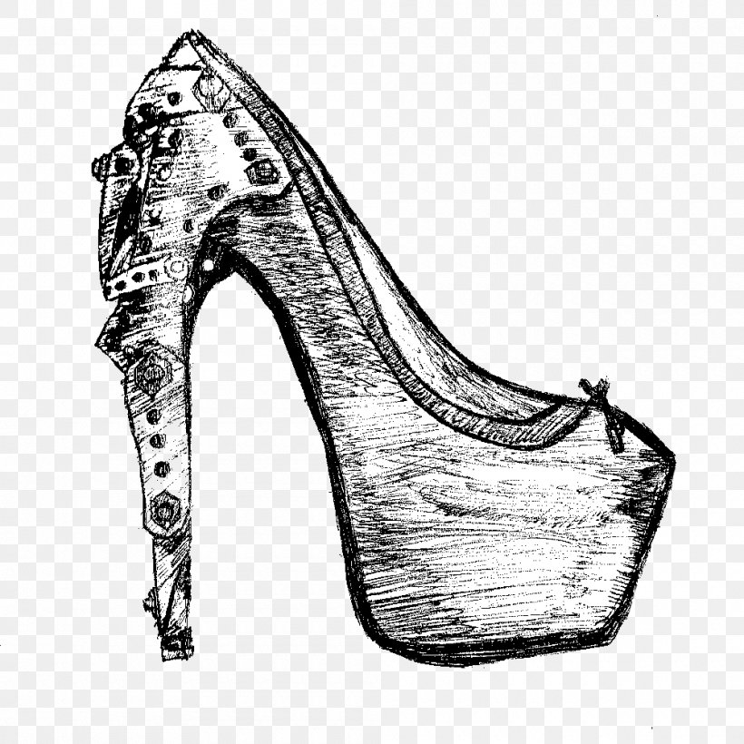 High-heeled Shoe Footwear Drawing Sneakers, PNG, 1000x1000px, Shoe, Air Jordan, Basic Pump, Black And White, Converse Download Free