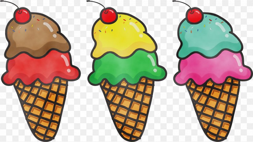 Ice Cream Cone Background, PNG, 2400x1352px, Watercolor, American Food, Cake Decorating Supply, Cartoon, Cone Download Free