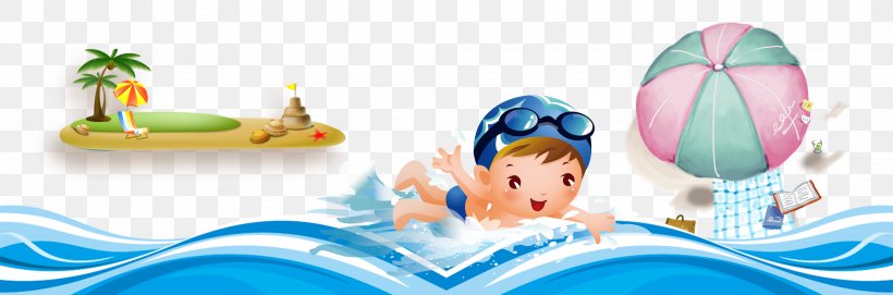 Beach Vacation Graphic Design Illustration, PNG, 4260x1411px, Beach, Blue, Designer, Leisure, Seaside Resort Download Free