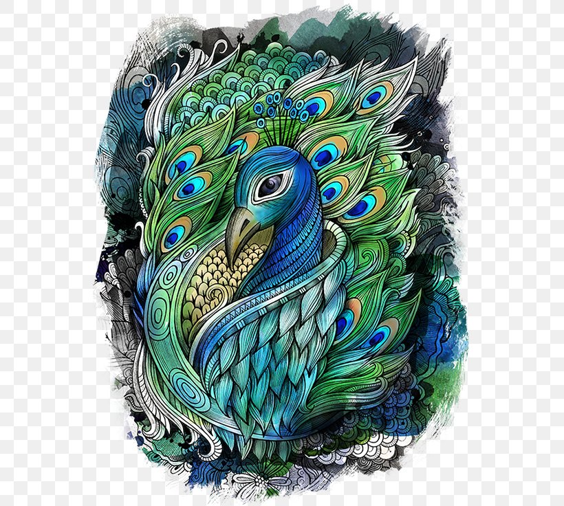 Drawing Watercolor Painting Peafowl Art, PNG, 550x736px, Drawing, Art, Beak, Bird, Color Download Free