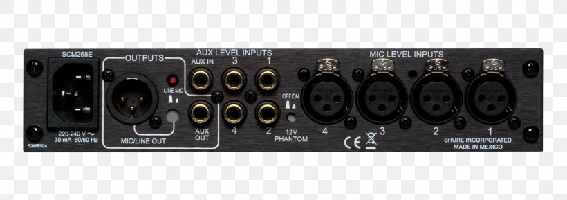 Microphone Audio Mixers Shure Broadcasting, PNG, 1700x600px, Microphone, Audio, Audio Equipment, Audio Mixers, Audio Mixing Download Free