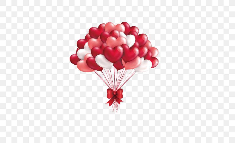 Red And White Heart-shaped Balloons, PNG, 500x500px, Balloon, Color, Greeting Note Cards, Heart, Helium Download Free