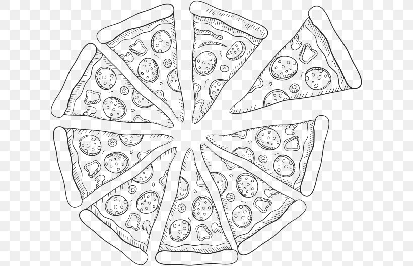 Pizza Pizza Line Art Drawing Sketch, PNG, 619x530px, Pizza, Area, Art, Black And White, Cartoon Download Free