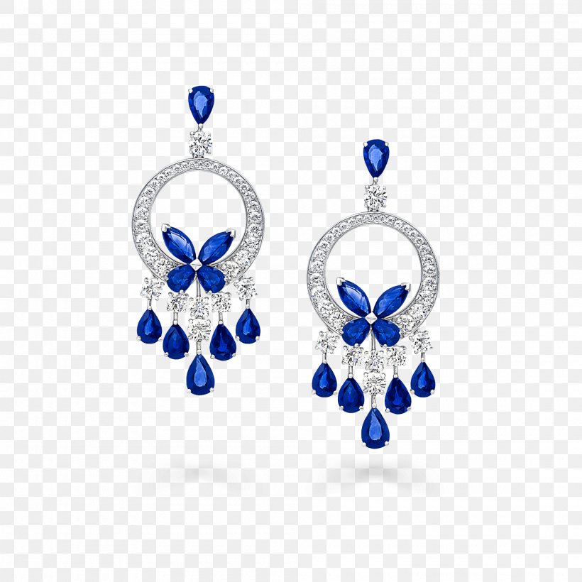 Earring Graff Diamonds Jewellery Sapphire, PNG, 2000x2000px, Earring, Blue, Body Jewelry, Carat, Cobalt Blue Download Free